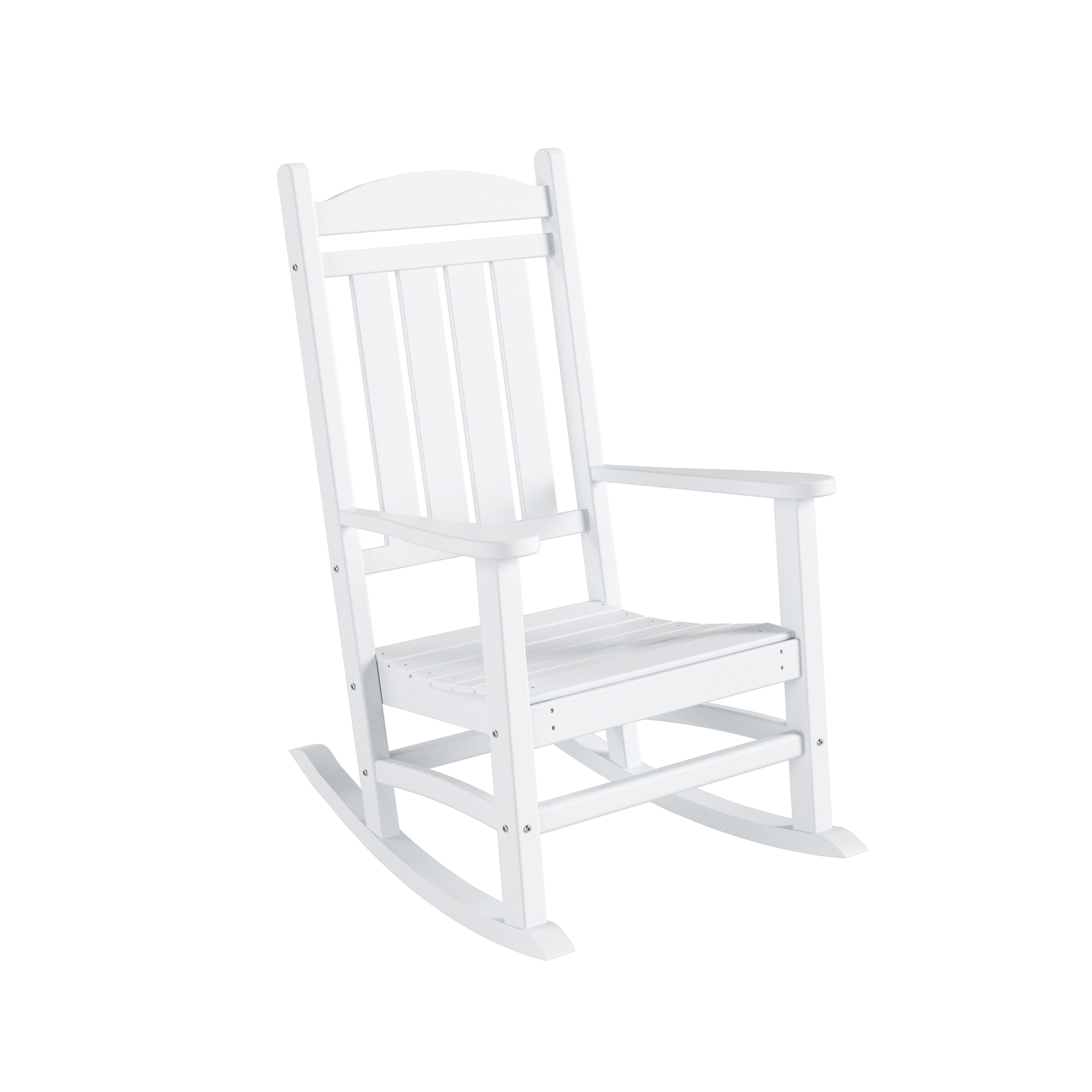 GARDEN 2-Piece Set Classic Plastic Porch Rocking Chair with Round Side Table Included, White - image 4 of 8
