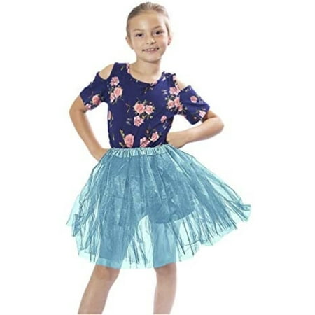 Girls Classic Layered Princess Tutu for Holiday Costumes, Fun Runs, and Everyday Wear Over Leggings (Child Size, Peacock
