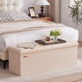 thumbnail image 4 of Hausfrau 43.5 Inches Ottoman with Storage Bench, Folding Ottoman Bench Foot Rest Stool, Bedroom Bench, Holds up to 660 lb, Linen Beige, 4 of 7