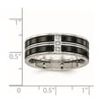 thumbnail image 2 of 8mm Stainless Steel Polished Black Ip Plated Cubic Zirconia Band Ring Size 12 Ring for Women and Men, 2 of 2