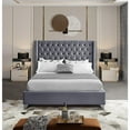 thumbnail image 6 of Homestock Gothic Grace Modern Contemporary Velvet Upholstered Bed with Deep Button Tufting, Solid Wood Frame, and Custom Chrome Legs-Color:Grey,Size:King, 6 of 10