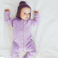 thumbnail image 4 of Baby Solid Romper Knitted Rib Long Sleeve Trousers Button Jumpsuit Headband, 4 of 8