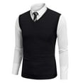 thumbnail image 2 of Huankd Men's Solid Sweater Vest Sleeveless Knit V Neck Spring Winter Casual Pullover Top Black M, 2 of 8