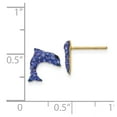 thumbnail image 3 of FB Jewels 14K Yellow Gold Crystal Blue Dolphin Post Earrings, 3 of 3
