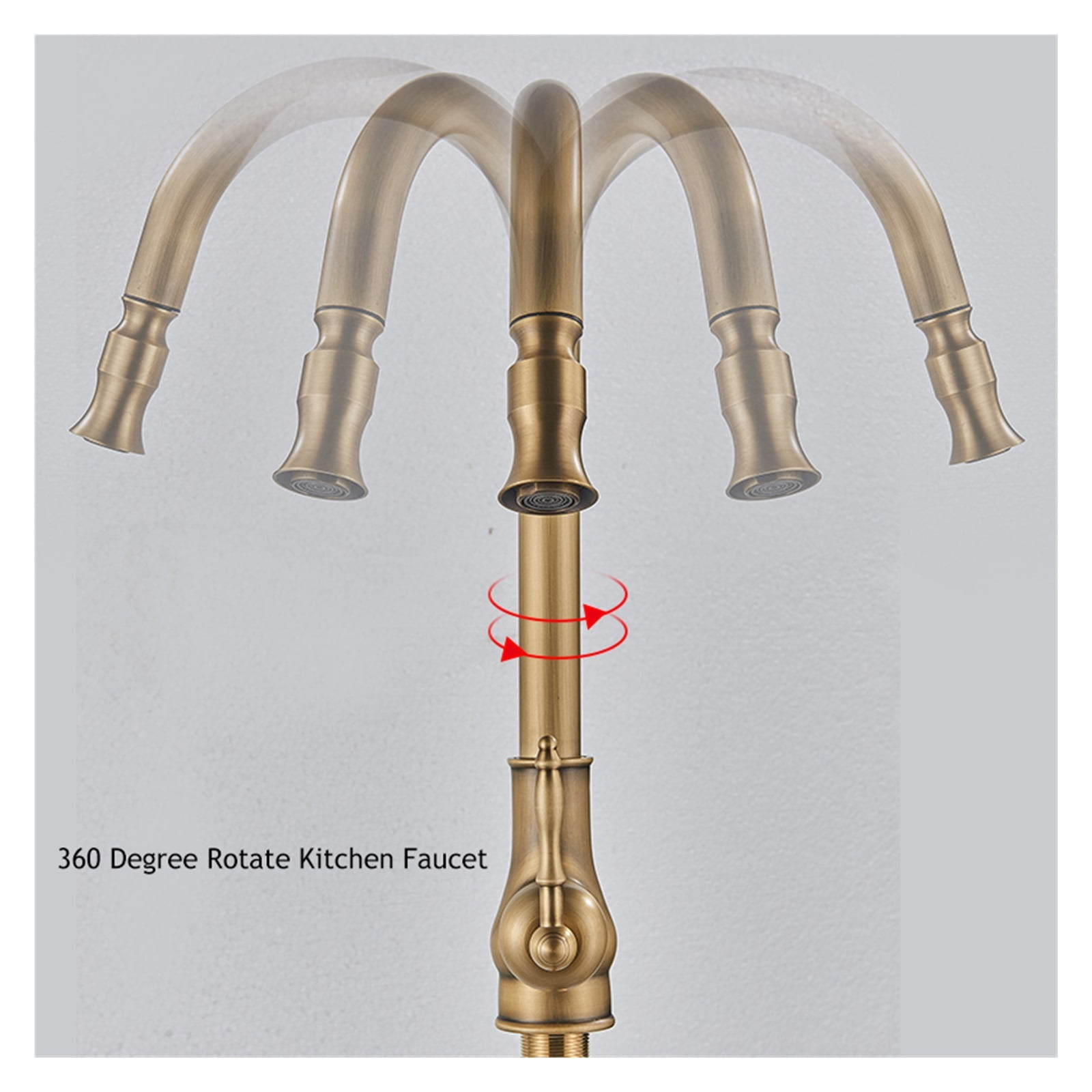 Antique Brass Kitchen Faucet Pull Out Kitchen Sink Faucet Single Handle Faucet 360 Rotate Kitchen Tap Hot Cold Water Mixer Crane ,Easy to Install