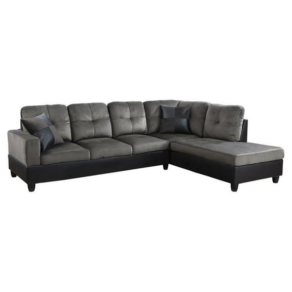 Pemberly Row Contemporary Fabric Right Facing Sectional in Taupe Gray