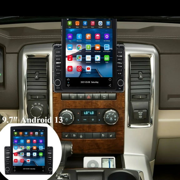 Molaner Car Radio for RAM 1500 2500 3500 2009-2012, Upgrade 9.7" Fit for Wireless CarPlay & Android Auto, Android 13 GPS SWC Bluetooth IPS Touchscreen, 2 32G