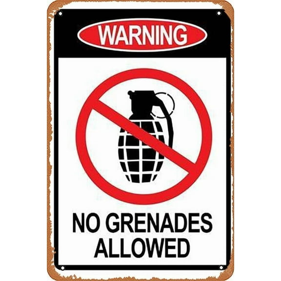 Metal Tin Sign Jersey Shore No Grenades Allowed - Poster Metal Plaque Cafe, Bar Tin Sign 8x12 in