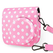 Wolven Protective Case Bag Purse Compatible with The Fugifilm Mini 9, Mini 8, Mini 8+ Camera, Pink Polka Dots