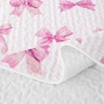 thumbnail image 5 of Manfei Pink Bows Stripe Print Quilt King for Girls, Cute Ribbon Bows King Coverlet Set, 5 of 7
