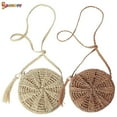 thumbnail image 2 of Spencer Women Crochet Round Straw Crossbody Shoulder Bag Handmade Woven Beach Messenger Handbag Purse with Tassels "Beige", 2 of 8