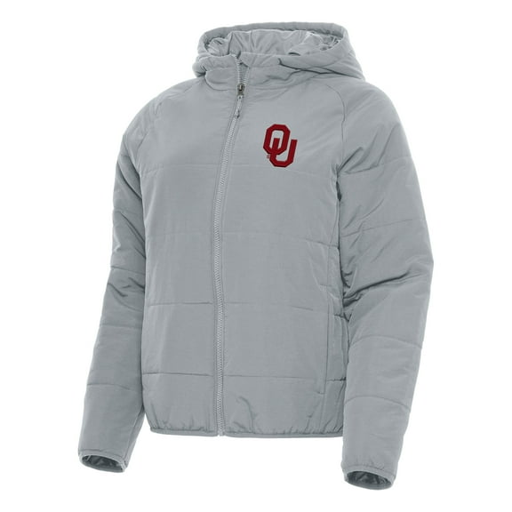Women's Antigua Gray Oklahoma Sooners Universe Full-Zip Puffer Jacket