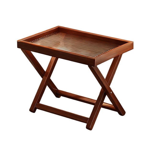 Btomtd Bamboos Bedside Table With Folding Legs Breakfast Tray Food And Snack Service Tray For Home Sofa Side Living Room Coffee Table Storage Rack, B
