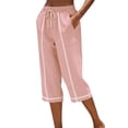 thumbnail image 6 of Women's Linen Cotton Pants Casual 7/8 Length Trousers Breathable Lightweight High Waist Pants for Summer Daily Wear, 6 of 6
