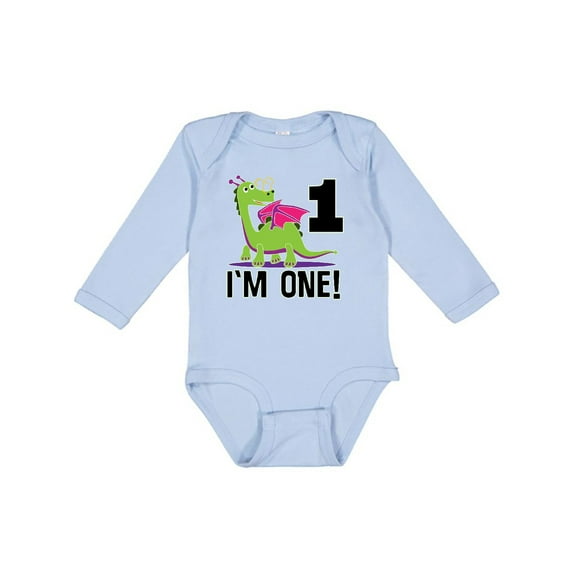 Inktastic First Birthday Girl Dragon Girls Long Sleeve Baby Bodysuit