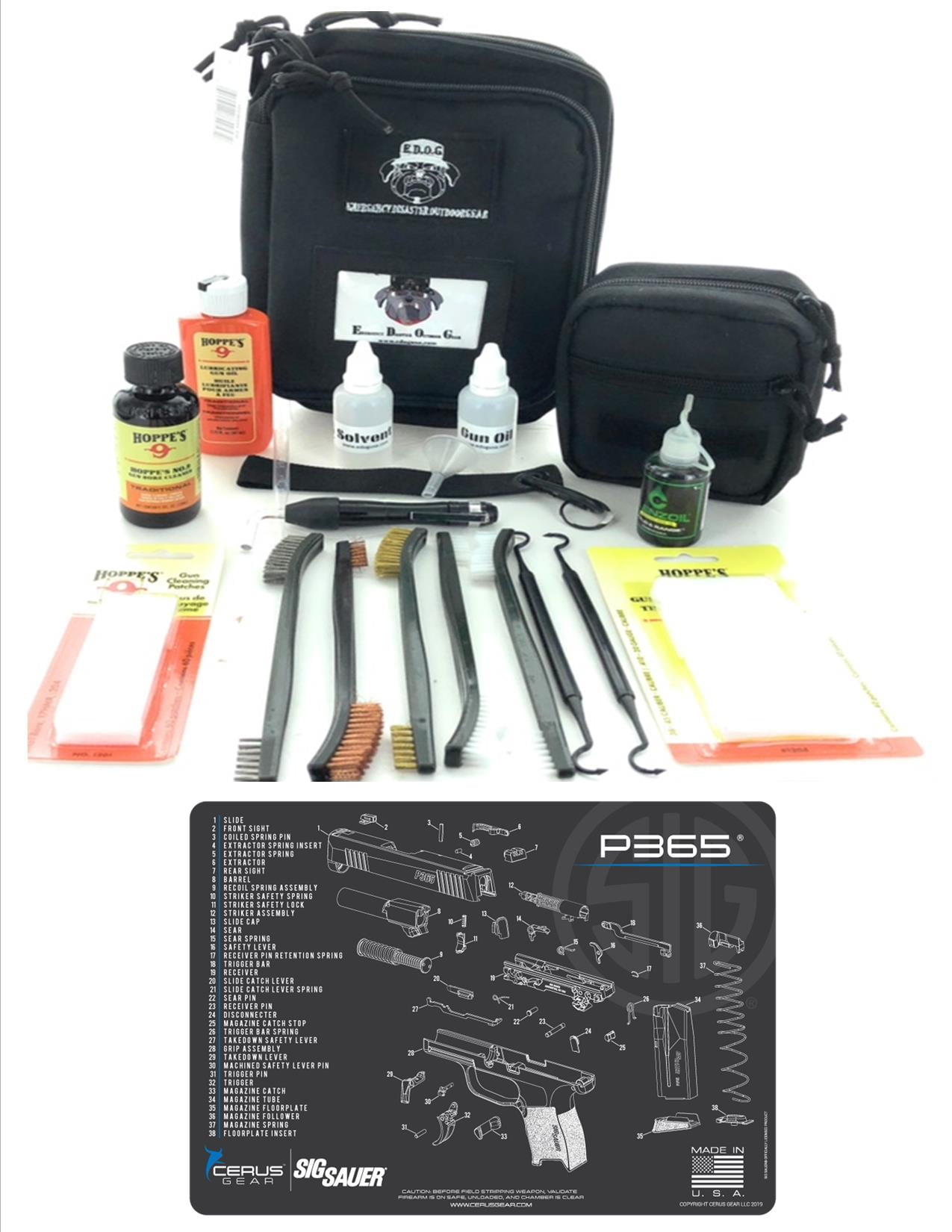 RangeMaster Elite EDC Bag Gun Cleaning Kit Compatible for Sig Sauer P365 Pistol Schematic