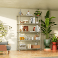 thumbnail image 2 of IZEUK 5 Tier Metal Shelves, 45.3" W x 15.7" D x 70.4" H, Heavy Duty Adjustable Utility Shelf Rack for Garage, 1750LBS, Chrome, 2 of 7