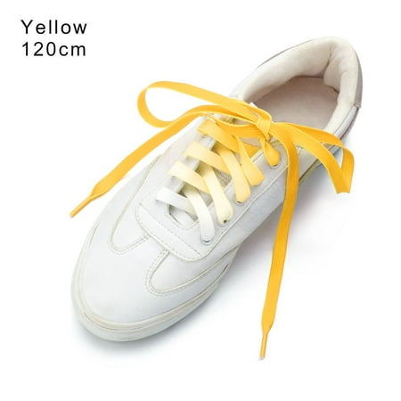 

120/140/160CM Unisex Shoes Accessories Fashion Cross Braiding Strap Bright Strings Gradient ShoeLaces Rainbow Shoe Laces Sneakers Laces YELLOW 120CM