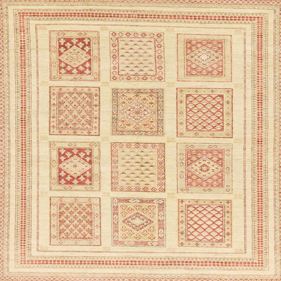 Ahgly Company Machine Washable Indoor Square Abstract Brown Gold Area Rugs, 7' Square