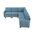 thumbnail image 3 of Lexicon Garren Textured 6-Piece Sectional with Storage in Blue, 3 of 8