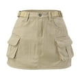 thumbnail image 5 of Youmylove Women Mini Cargo Skirt Low Waist Short Denim Jean Skirt Casual Versatile Beach Trendy, 5 of 7
