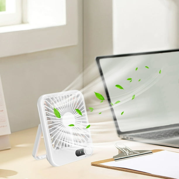 Ventilador USB de escritorio mini plegable de alta velocidad | Pantalla digital | Ventilador portátil recargable y silencioso sin aspas para mesa, hogar, oficina y exteriores | 17.5x14.5x4 cm
