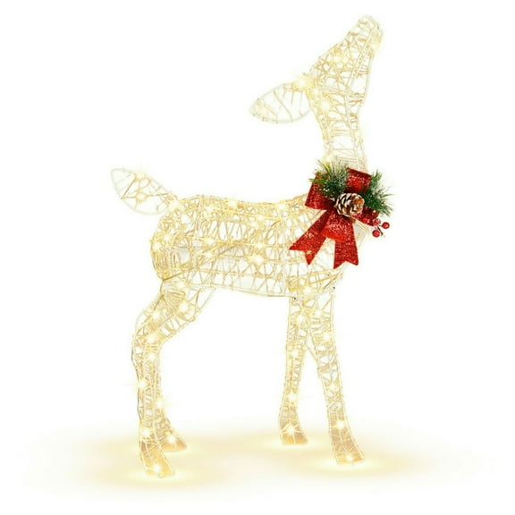 GVN Christmas Decorations Decor,Lighted Christmas Reindeer Decorations with 50 LED Lights for Outdoor Yard