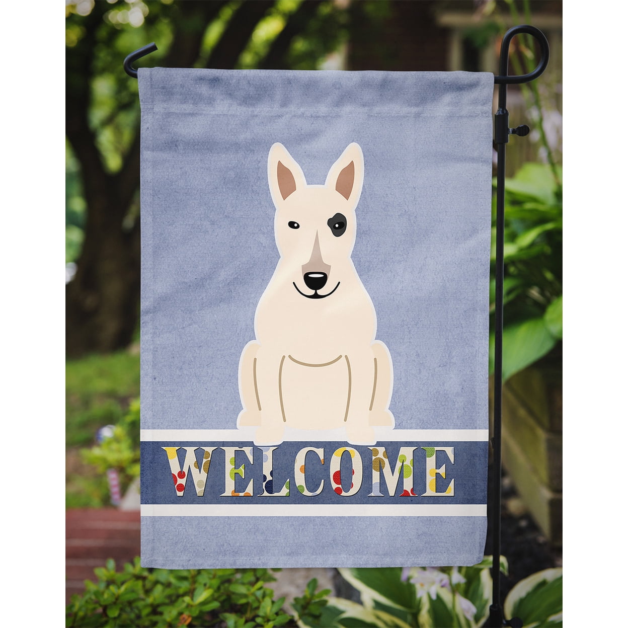 Caroline's Treasures BB5719GF Bull Terrier White Welcome Flag Garden Size , Small, multicolor