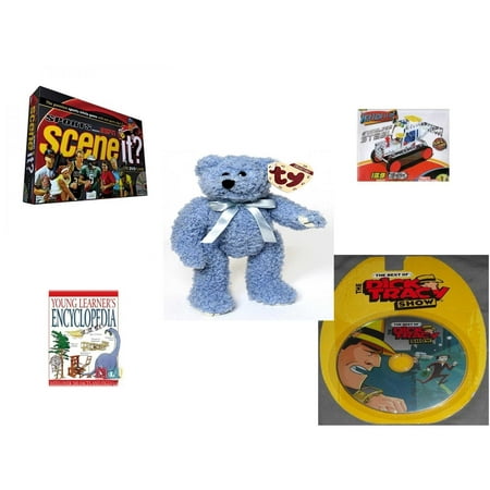Children's Gift Bundle [5 Piece] -  Scene It? Sports Powered by ESPN - Stainless Steel Model Kit Tractor  - Ty Attic Treasures Bluebeary The Bear 8