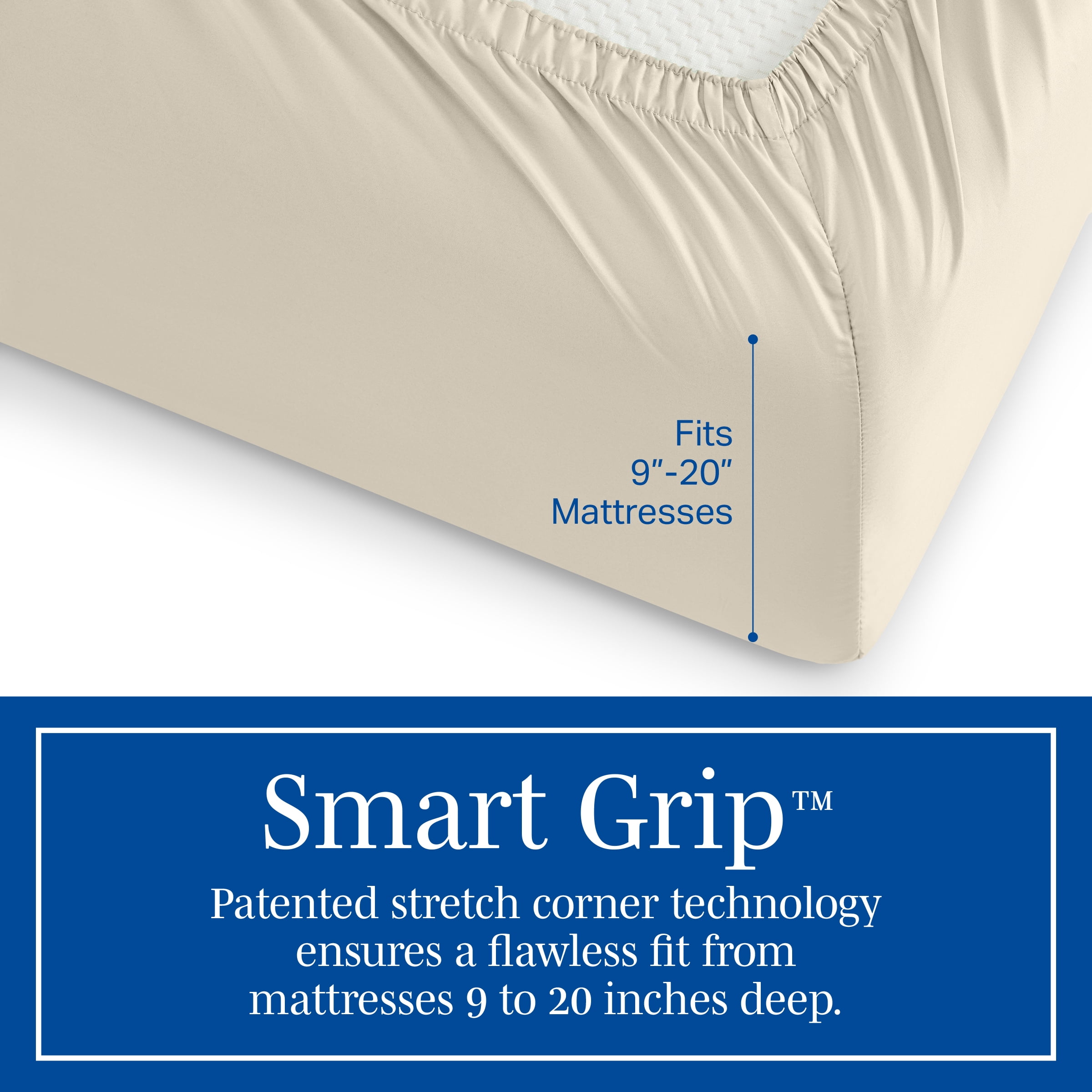 Wamsutta 1846 4-Piece 400 Thread Count Oatmeal Egyptian Giza Cotton Percale Bed Sheets, Queen-Deep Pocket