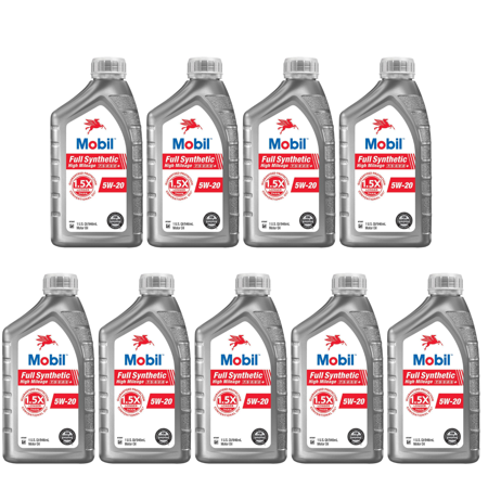 Mobil 125202 Full Synthetic High Mileage Motor Oil 5W-20  Pack of 9