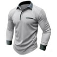 thumbnail image 3 of Golf Shirts for Men Long Sleeve Button Collared T-Shirts Mens Casual Color-Block Pullover Breathable Basic Athletic Workout Tees Tops, 3 of 5