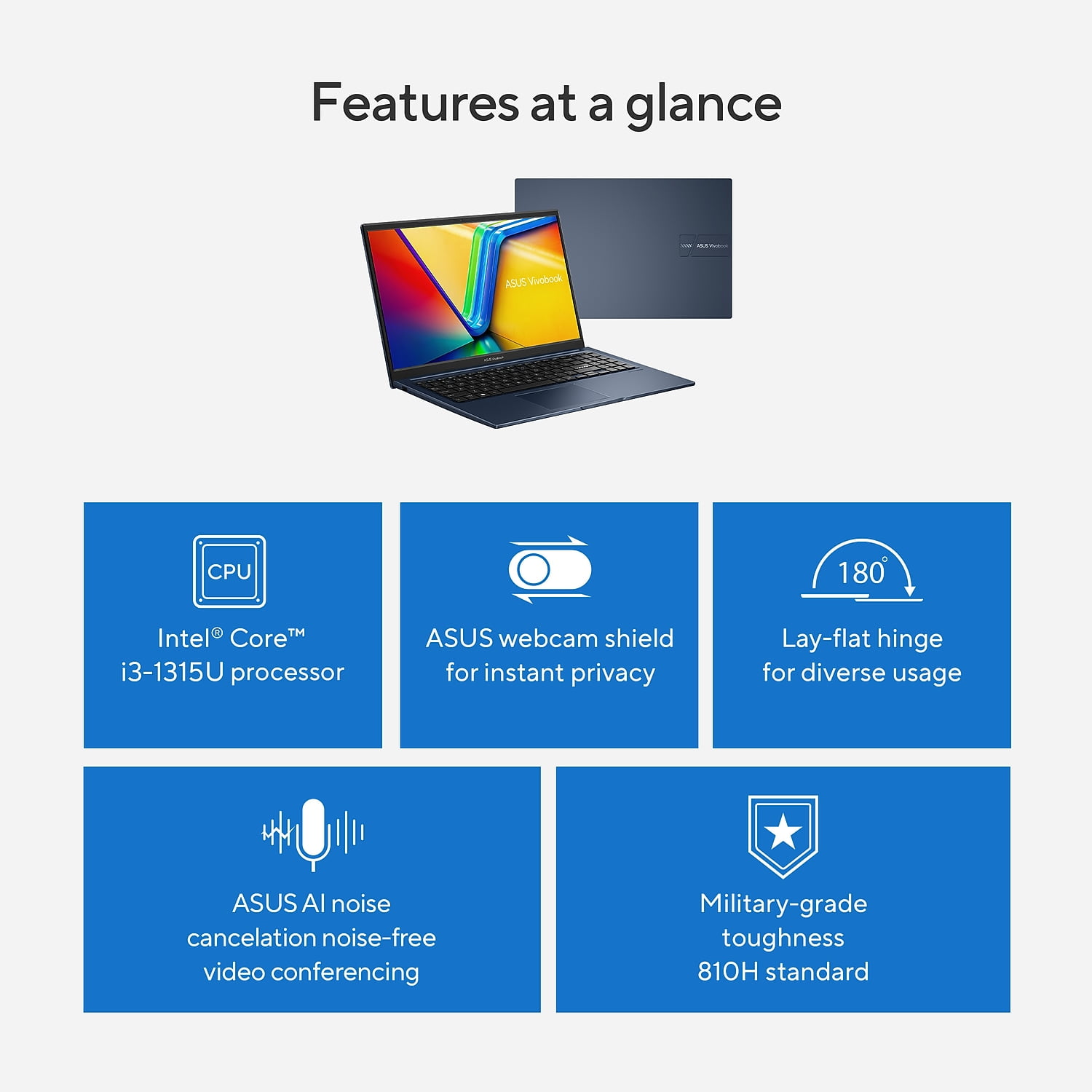ASUS Vivobook 15 FHD 15.6" Laptop Intel Core i3-1315U 8GB RAM 512GB SSD Windows 11 (F1504VA-SB31)