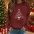 thumbnail image 5 of Merry Christmas Tree Sweatshirts for Women Graphic Crewneck Oversized Sweater Cotton Tops Printed Long Sleeve (X-Large, Wine), 5 of 6