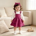 thumbnail image 6 of UAYOTSE Baby Girl Long Sleeve Ribbed Top + Heart Bow Suspender Skirt + Headband 3Pcs Set Size 6-9 Months, 6 of 8