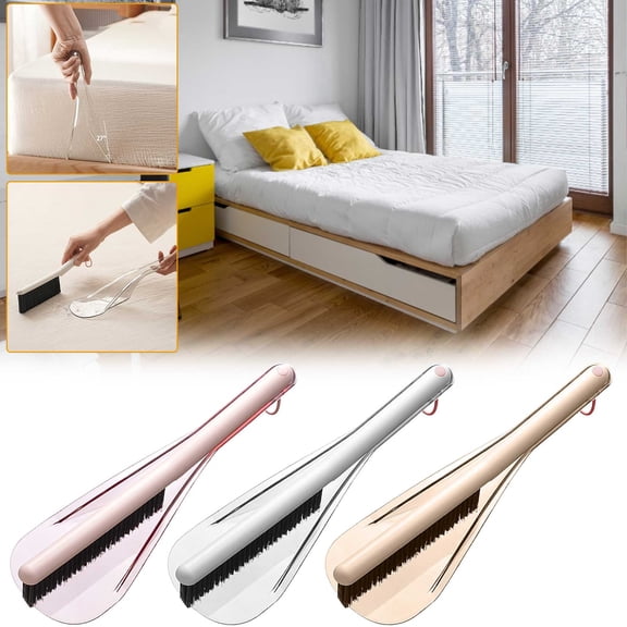 2-in-1 Bed Sweeping Brush & Lifter - Multi-Function Household Cleaning Tool for Beds, Sofas & Upholstery, Anti-Static Dust Sweeper with Lint Remover, Ergonomic for Easy Mattress Organizing, Pink