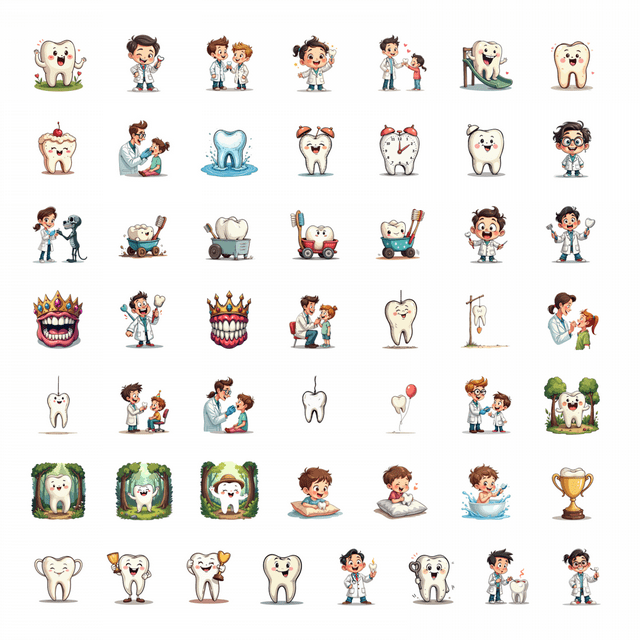 50pcs Happy Tooth Stickers Cute Dental Friend Stickers Kite Fun Waterproof Laptop Water Bottle Phone Scrapbook Decal Collection