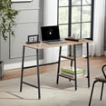 thumbnail image 1 of VECELO 43" Computer Desk with 2 Tier Storage Shelf, Study Writing Workstation for Home Office, Oak, 1 of 6