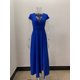 thumbnail image 1 of Vestido maxi de manga corta con escote en V profundo para mujer Vestido de noche de fiesta de club con abertura en la cintura alta Vestido de color sólido Azul Zefei Wu 9024735078524, 1 of 3