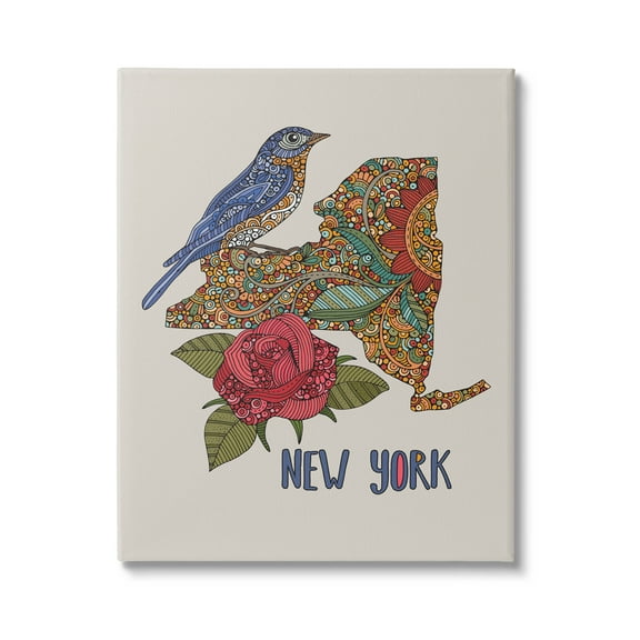 Stupell Industries Paisley Pattern New York State Graphic Art Gallery Wrapped Canvas Print Wall Art, Design by Valentina Harper