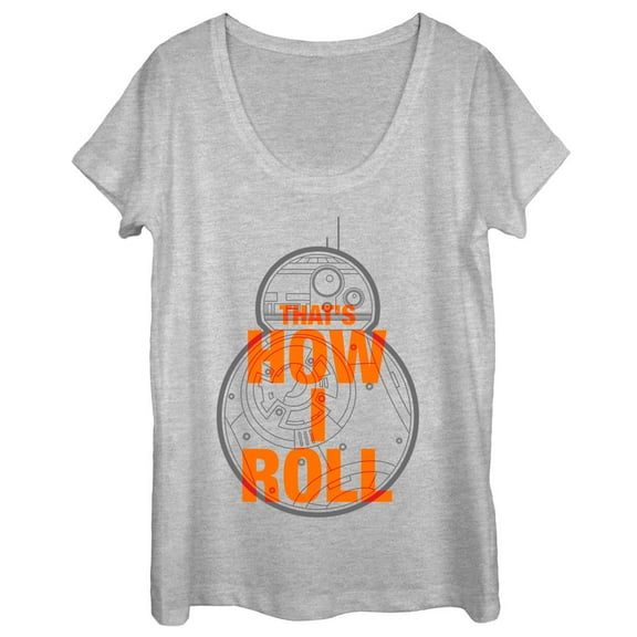 Women's Star Wars The Force Awakens BB-8 That's How I Roll  Scoop Neck Athletic Heather X Large