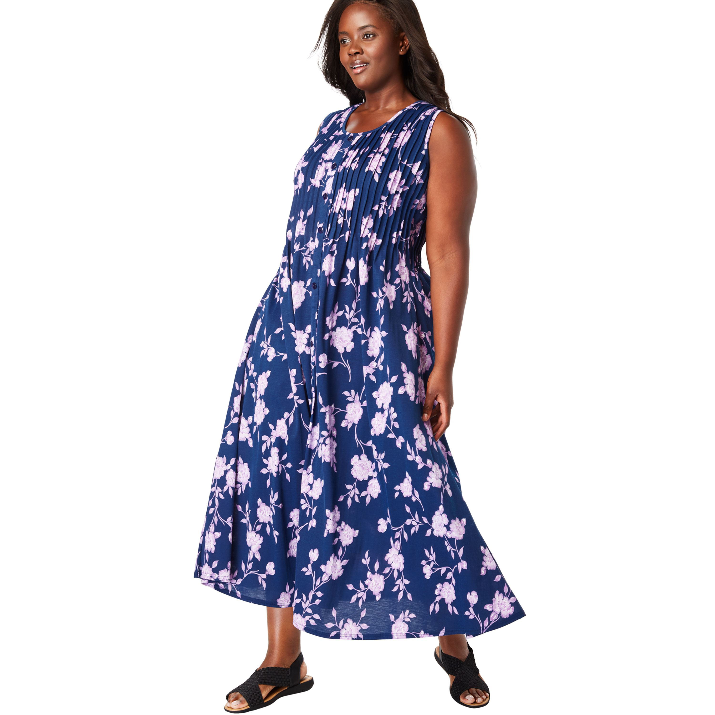 Woman Within Plus Size Pintucked Floral ...