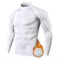 thumbnail image 5 of LIIPEE Men T Shirts Casual Long Sleeve High Neck Solid Color T Shirt Male Fitness Warm Lined Tee Tops Outdoor Training Comfortable Soft Breathable Daily Clothes,White,XL, 5 of 5