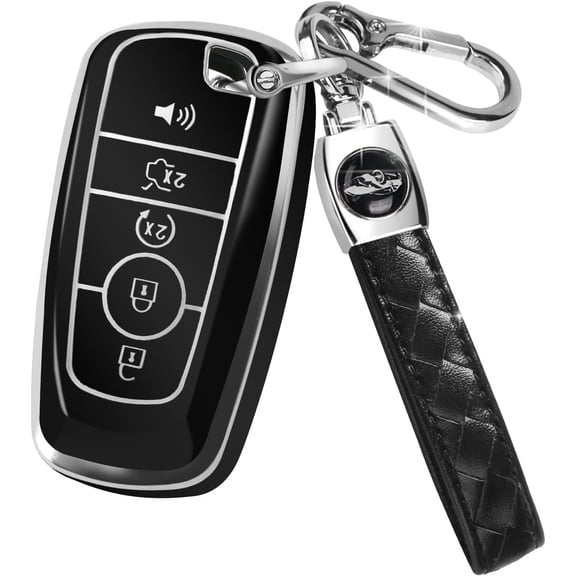 Key Fob Cover Compatible with Ford Explorer Fusion Escape Edge Expedition Mustang F150 F250 F350 F450 F550 Bronco Keychain Case Holder Protector,Black