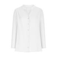 thumbnail image 7 of Jinhomg Women's 2 Piece Cotton Linen Outfit Long Sleeve V Neck Buttons Down Shirts And Wide Leg Shorts Tracksuits White,L, 7 of 7