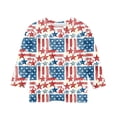 thumbnail image 5 of Abcomgle Girls American Flag Shirts Stars and Stripes Print Patriotic Tee Tops 4th Of July Tee Shirts Crew Neck 3/4 Sleeve Shirts Trendy Independent Day Tees, 5 of 5