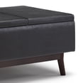 thumbnail image 5 of Simpli Home Owen 34 inch Wide Mid-Century Modern Tray Top Small Coffee Table Storage Ottoman in Distressed Black Vegan Leather, 5 of 10