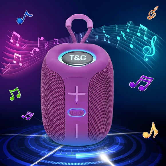 Altavoz de mano inalámbrico Bluetooth | Altavoz portátil con luz LED de colores | Sonido estéreo | Bluetooth 5.0 | Tarjeta TF USB AUX | Batería de 800 mAh | 14x10x10cm | Uso doméstico al aire libre