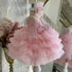 thumbnail image 2 of Vestido de princesa para niñas, estilo occidental, cuello en V, manga larga, vestido para niñas pequeñas, disfraz de pasarela para actuación de piano para niños, 2 of 6