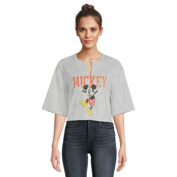 Mickey Mouse Juniors Mickey Mouse Graphic T-shirt with Short Sleeves, Sizes XS-3XL (Juniors)